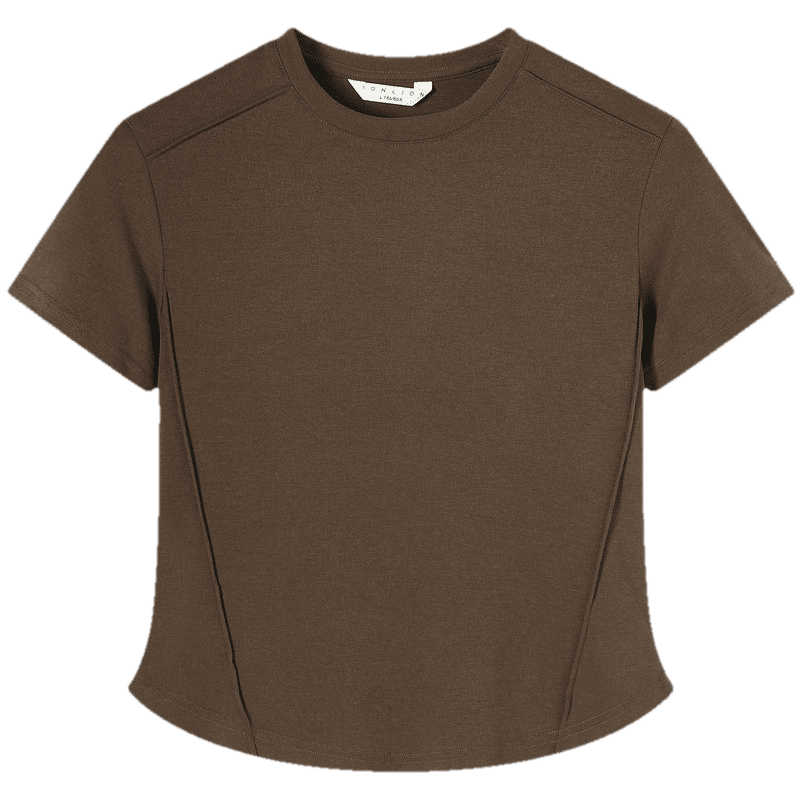 TonLion 2026 Summer New Slim Fit Women's Short Sleeve T-Shirt Stylish Unique Design Solid Color