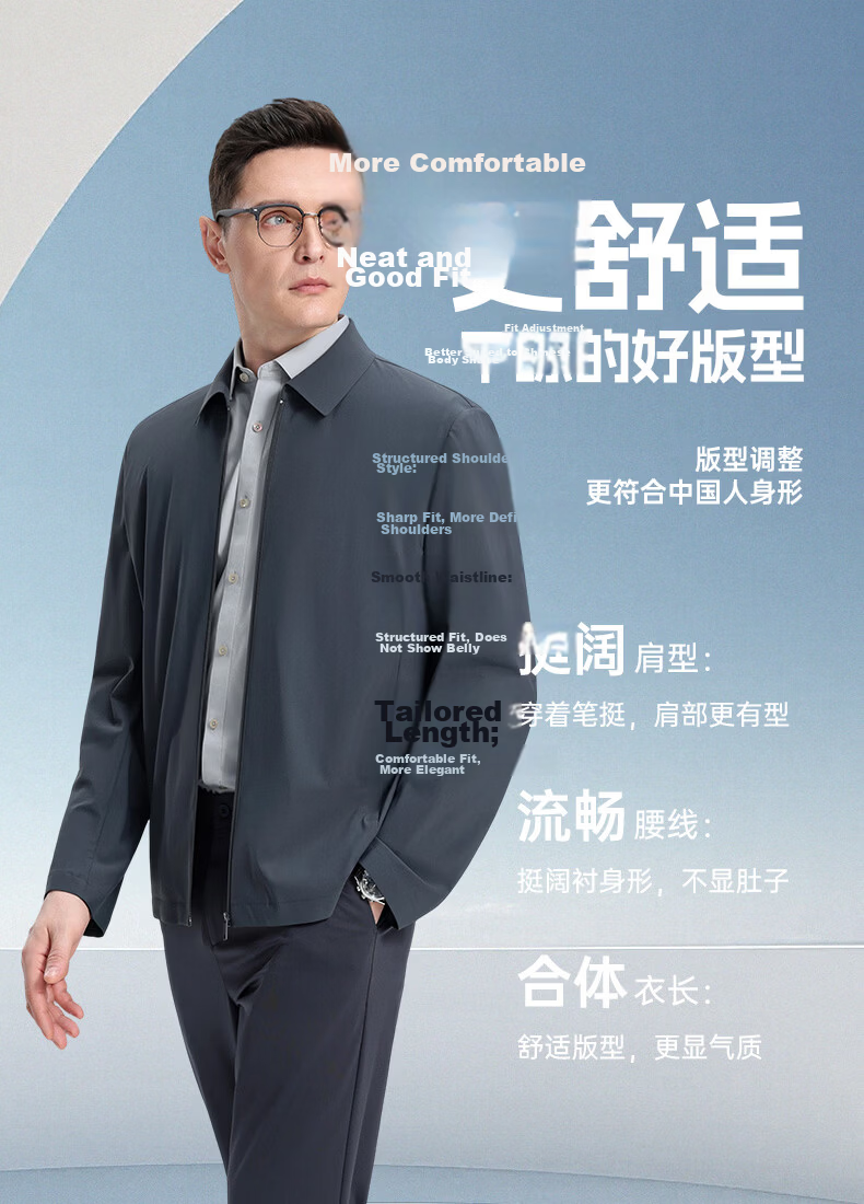 ROMON 【UPF50+】Men's Sun Protection Jacket Spring Summer New High Elastic Breathable Comfortable Business Casual Polo Collar Coat 3