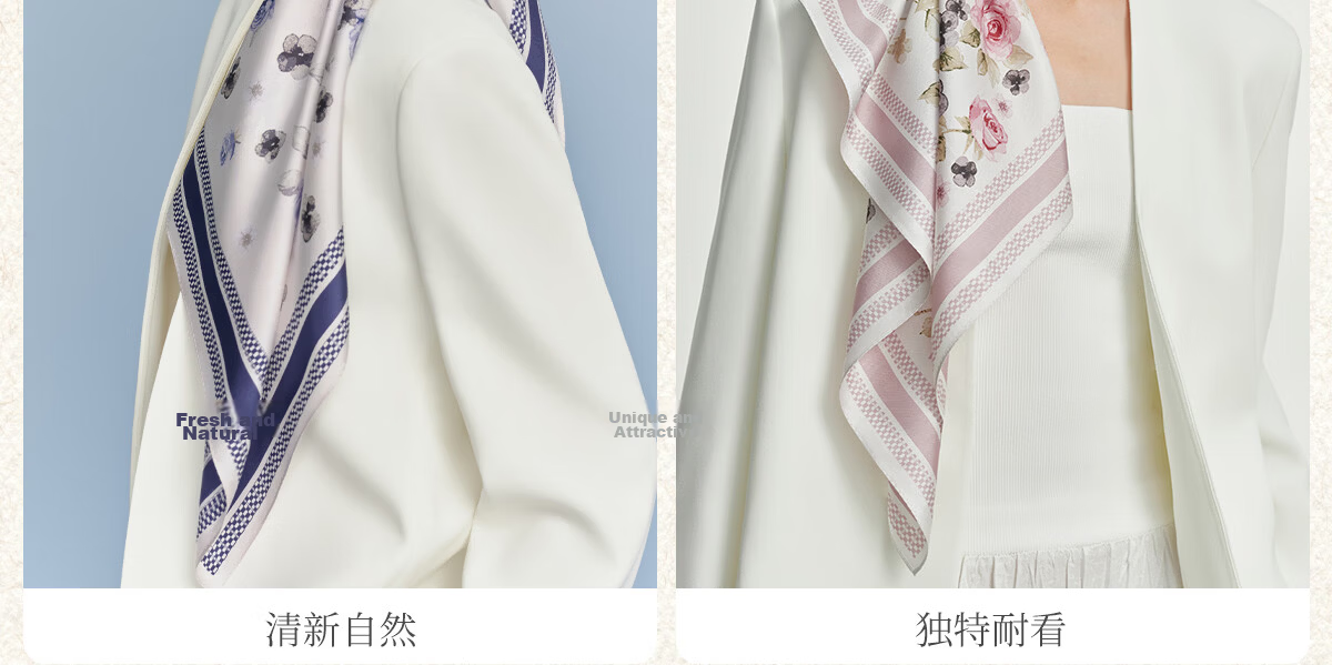 Wanshili 26 Spring Summer New 100% Mulberry Silk Scarf Square Silk Shawl Birthday Gift Box Floral Collection 11