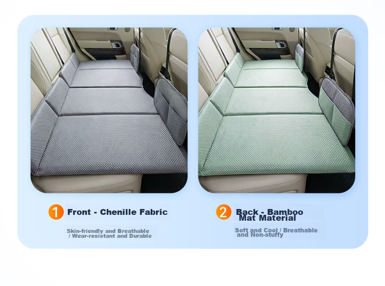 HUIDUODUO Car Rear Seat Sleeping Mat Foldable Mattress Backseat Sleeping Aid Travel Cushion Support 10