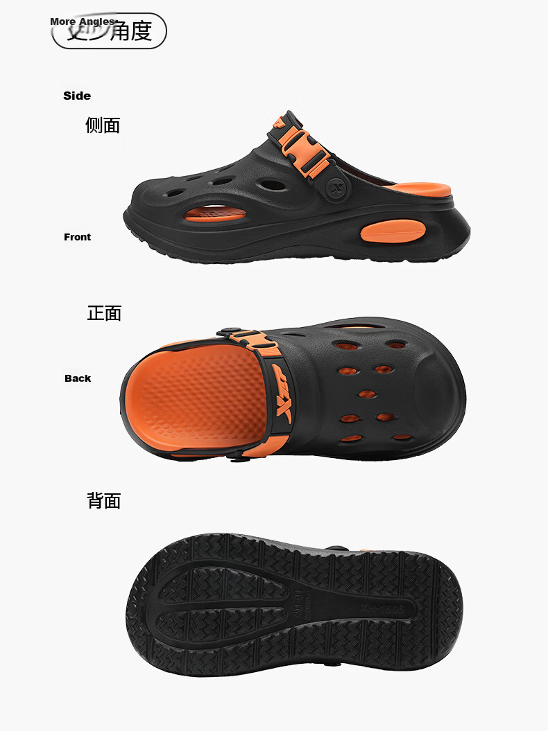 XTEP Men's New Dual-Purpose Outdoor Beach Sandals Casual Sports Shoes for Couples White Black Size 42-43 Model 043 16