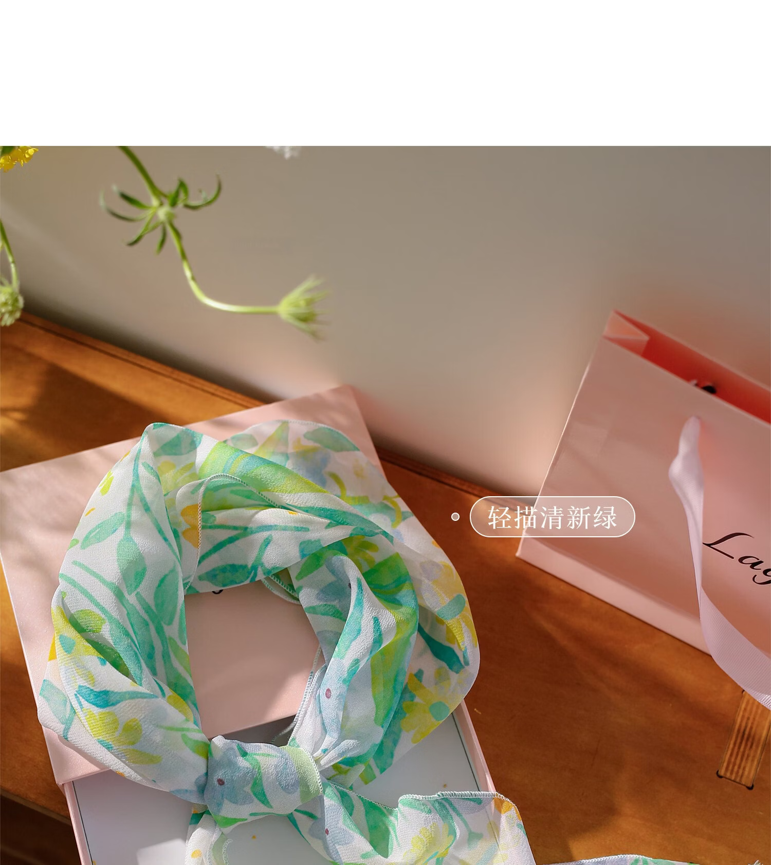 Lagur "Strawberry Dots" Sweet Feel~100% Chiffon Scarf Long Lightweight Women's Strawberry Dot Pattern 34