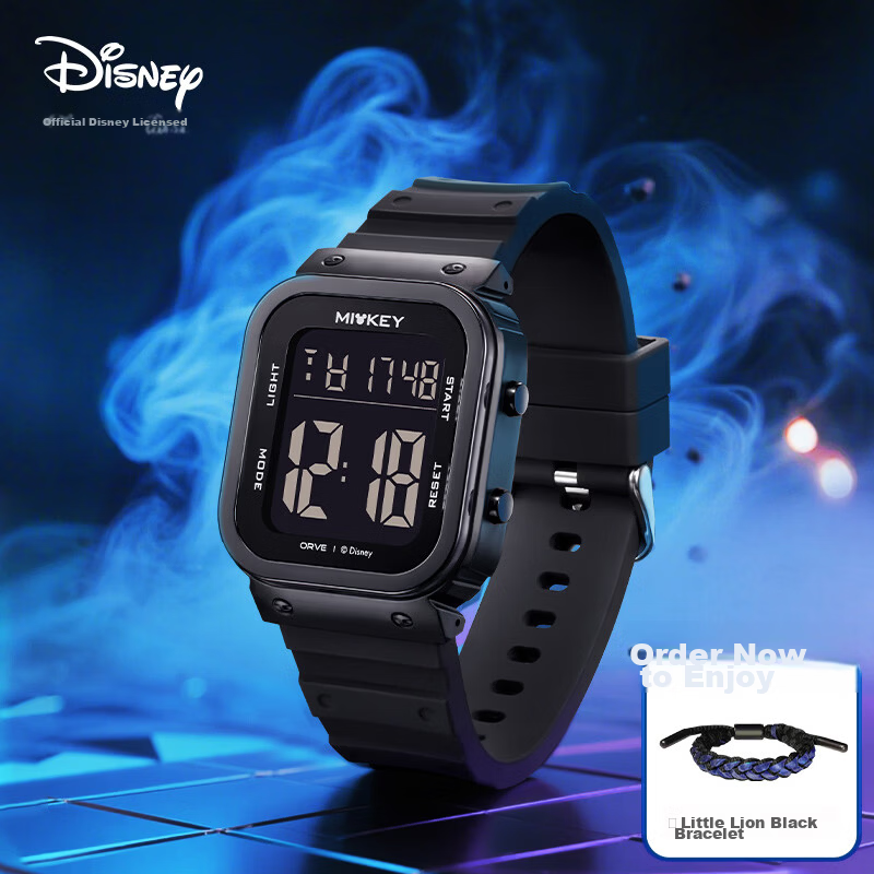 Disney Sports Watch Large Screen Digital Trendy Waterproof Multifunctional Electronic Watch for Middle and High School Students MK-15319B3 Back to School