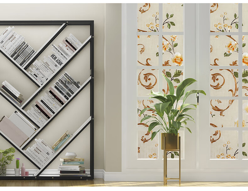 Qinghua Bathroom Privacy Film, Light-Transmitting But Opaque, Window Privacy Sticker, Colorful Peony Pattern, 90*200cm 12