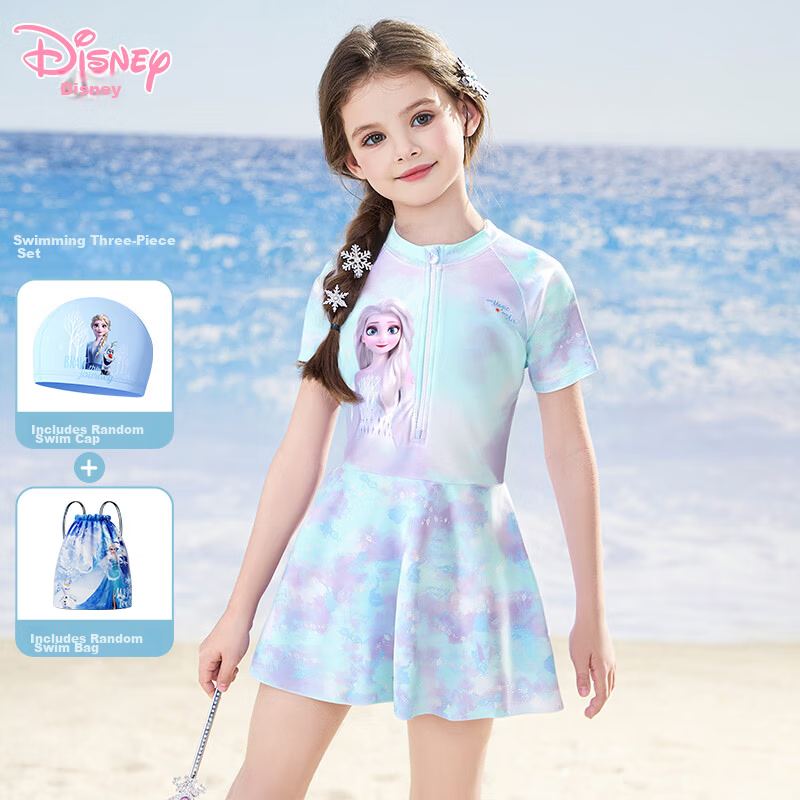 Disney Kids Girls Swimwear Cute Sun Protection Frozen Girl Swimsuit D35477 Light Blue Size 140