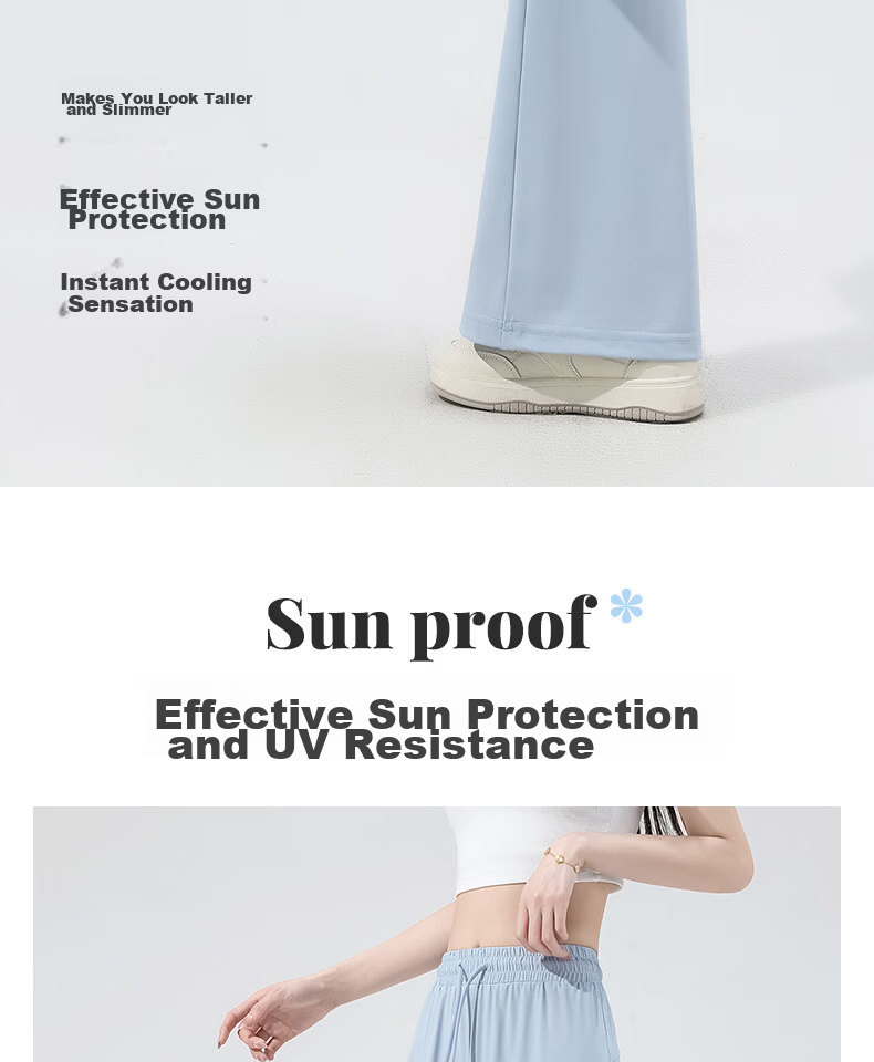 MINISO Women's Black Flared Pants Thin 2026 New Ice Silk Cooling Sun Protection Slim Fit Long Pants for Petite Summer 4