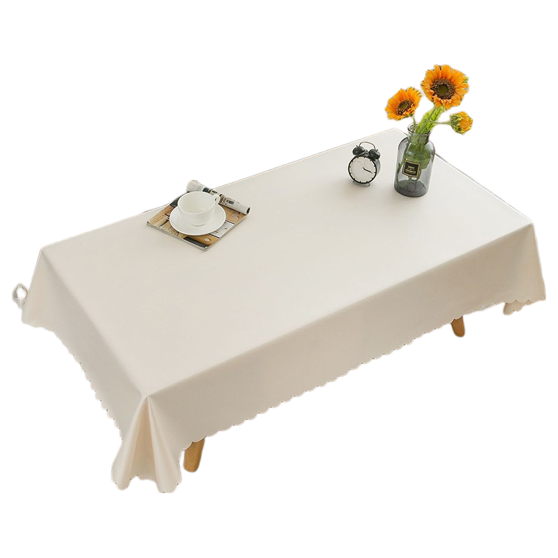 Mingju Tablecloth And Coffee Table Cover, Fabric Waterproof And Oil-Proof, Washable, Antibacterial TPU Table Mat, Dining Table Cloth, Off-White, 90*135cm