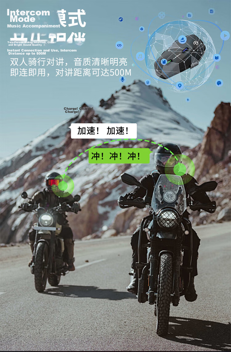 Alien Snail New ET-003 Motorcycle Helmet Bluetooth Headset Riding Helmet Dual Intercom Smart Noise Reduction Long Battery Life 3