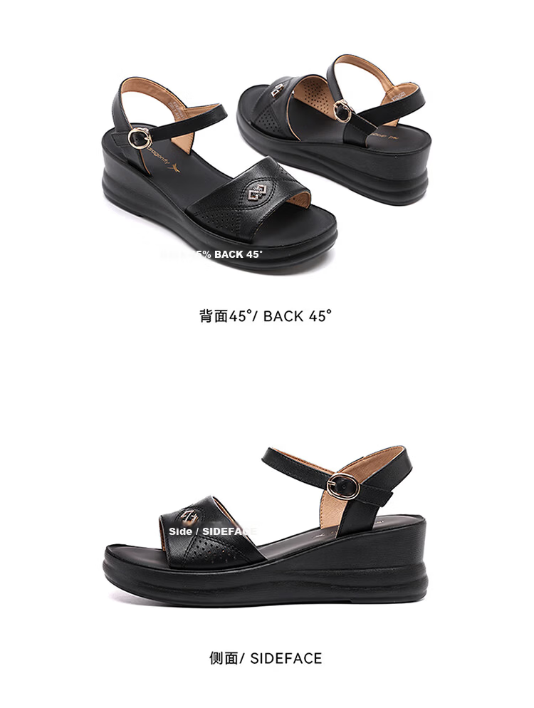 Red Dragonfly Women's Summer Sandals Thick Soft Sole Non-slip Middle-aged and Elderly One-strap Shoes WTK265432 Off-white Size 38 13