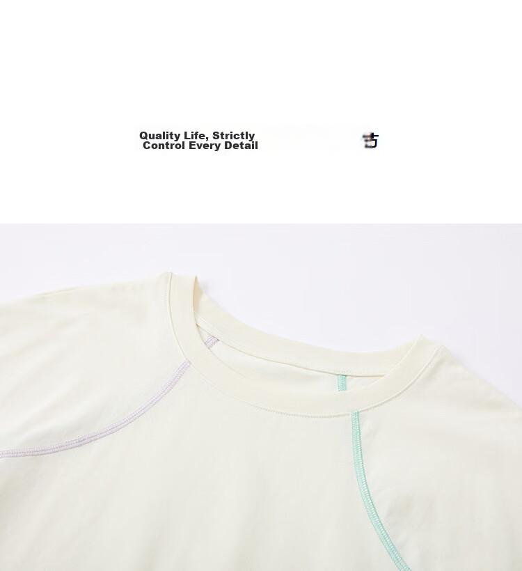 Demana [Cool Feeling Sorona] Summer Simple Style Round Neck Color-Block Quilted Stitching Loose Slim Fit T-Shirt for Women Premium Quality 12