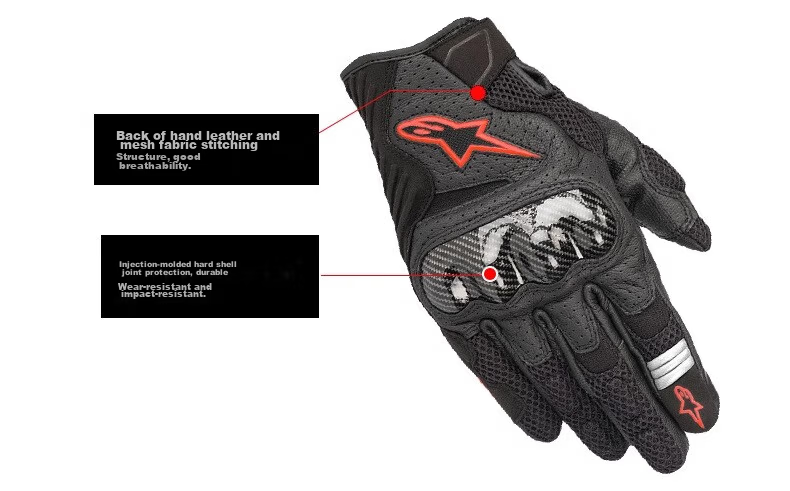 Alpinestars A-Star Motorcycle Gloves Spring Autumn Summer Mesh Breathable XL SMX-1 V2 Black White 11