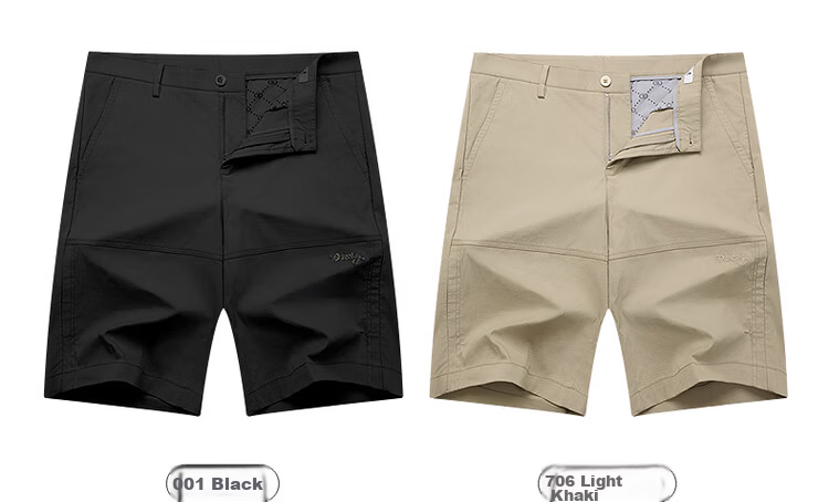 DANCING WOLVES Cooling Sorona Summer Split Design Trendy Casual Men's Shorts 001 Black Size 33 8