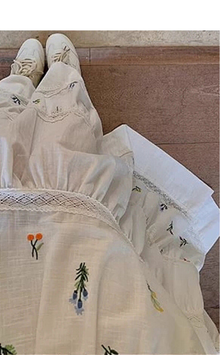 Mt [Light French Pastoral Poem] Summer Cloud Oxygen Cotton Fresh Floral Print Sleeveless Flared A-Line Women's Dress 5