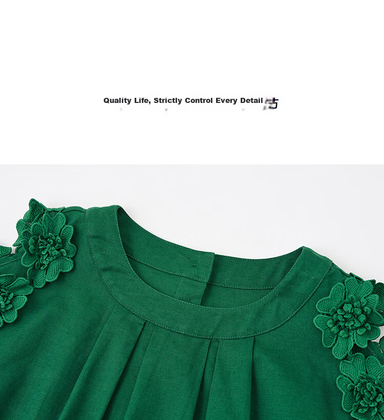 Demana [With Flax Cloud Cotton] Summer Elegant Hollow Lace Loose Slimming Concealing Dress for Women High-End Feel 15