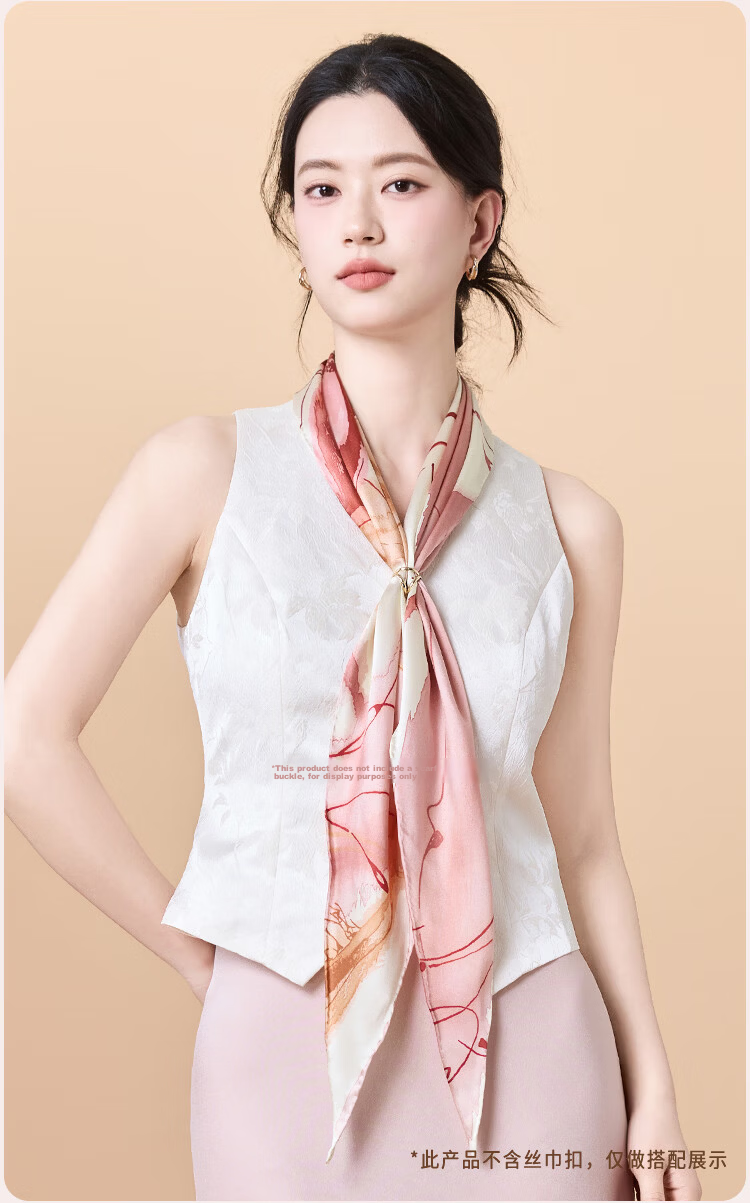 JIUMU 100% Mulberry Silk Scarf, Diamond-Shaped Shawl, Gift for Teachers And Mothers, Birthday Present, Gift Box Packaging 2
