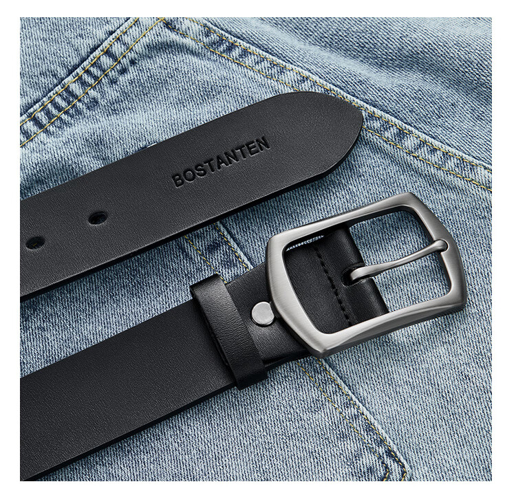 BOSTANTEN Minimalist Korean Style Men's Casual Leather Belt with Pin Buckle, Trendy and Versatile Waistband for Men, Perfect Birthday Gift for Boyfriend 8