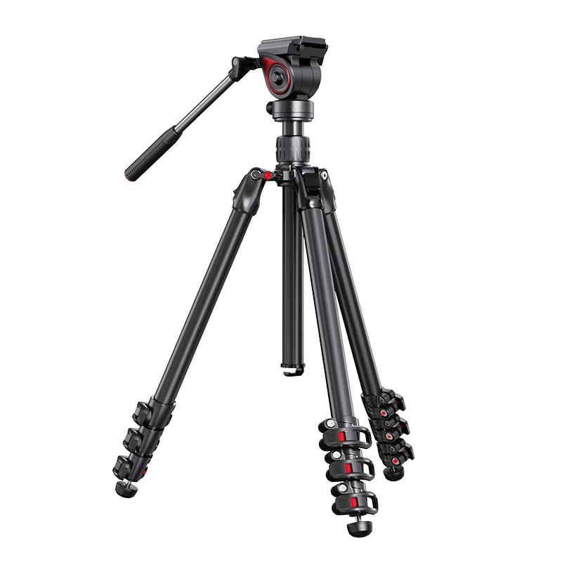 Milibo MUFA-BK Aluminum Alloy Tripod for DSLR Photography And Videography, Lightweight And Portable with Inverted Center Column, Includes Dynamic Hydraulic Ball Head Kit