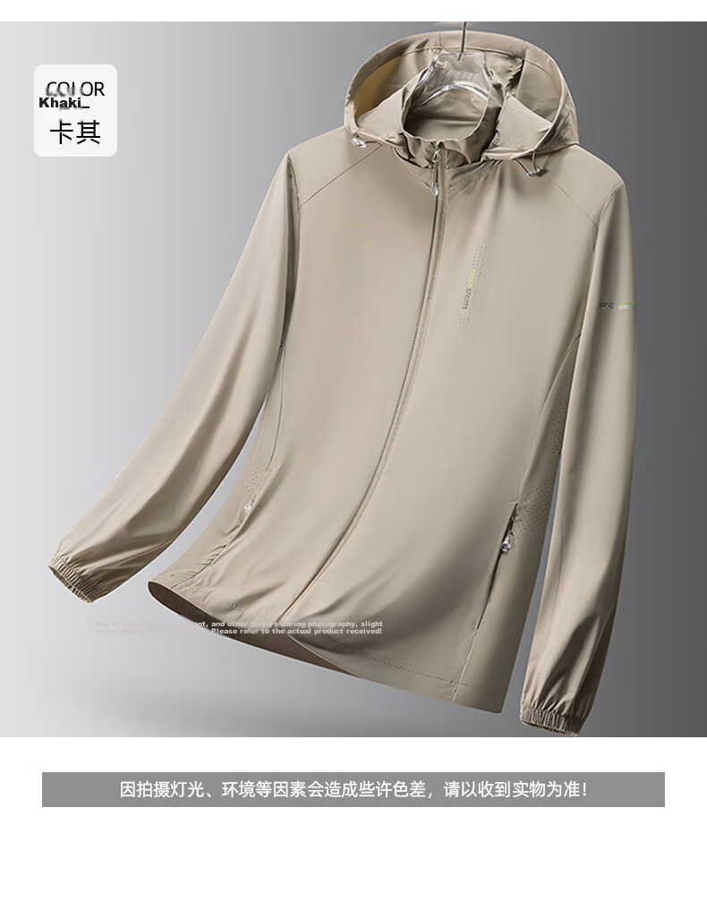 ROMON Men's Sunscreen Jacket Ice Silk Cooling Detachable Hood Lightweight Breathable Outdoor Casual Coat 5088A 20