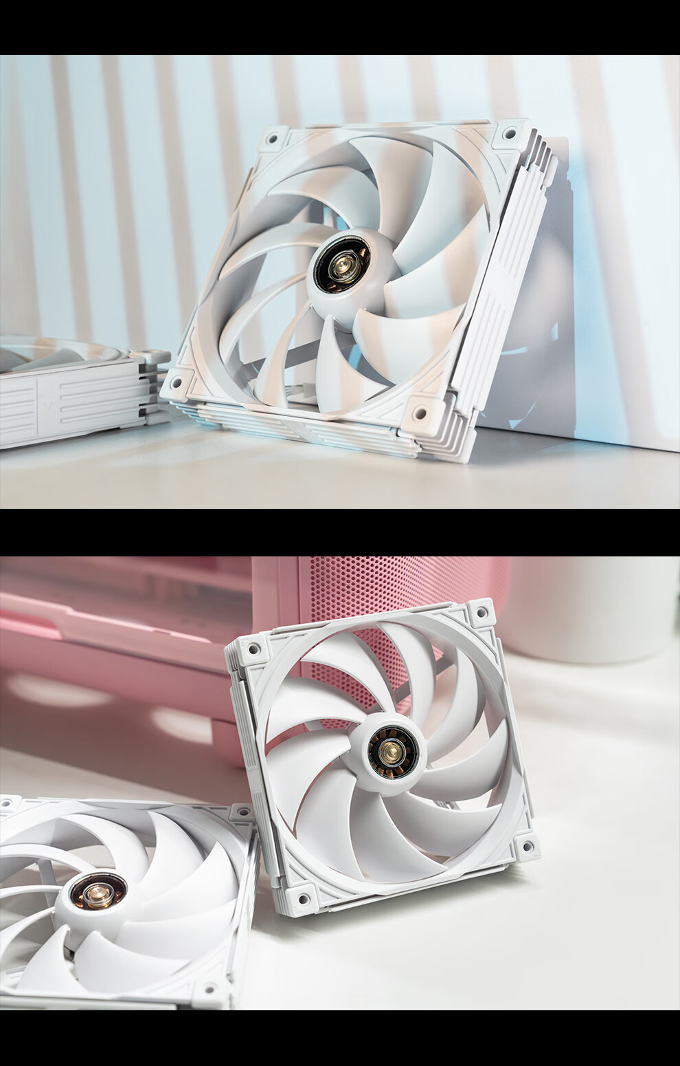 SUDKOO MACH140 White Case Cooling Fan / Mach140 White / 30mm Industrial Grade Fan / Three-Phase 10-Pole 12-Slot Motor / Central Transparent Window / 6-Year Warranty 9