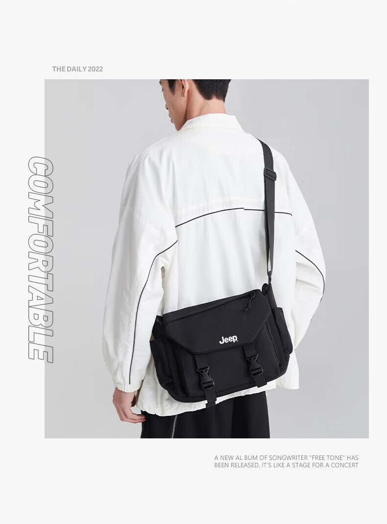 JEEP Lightweight Crossbody Bag Unisex Commuter Casual Shoulder Bag for Phone iPad Outdoor Sports Cycling Small Large Capacity Bag 3