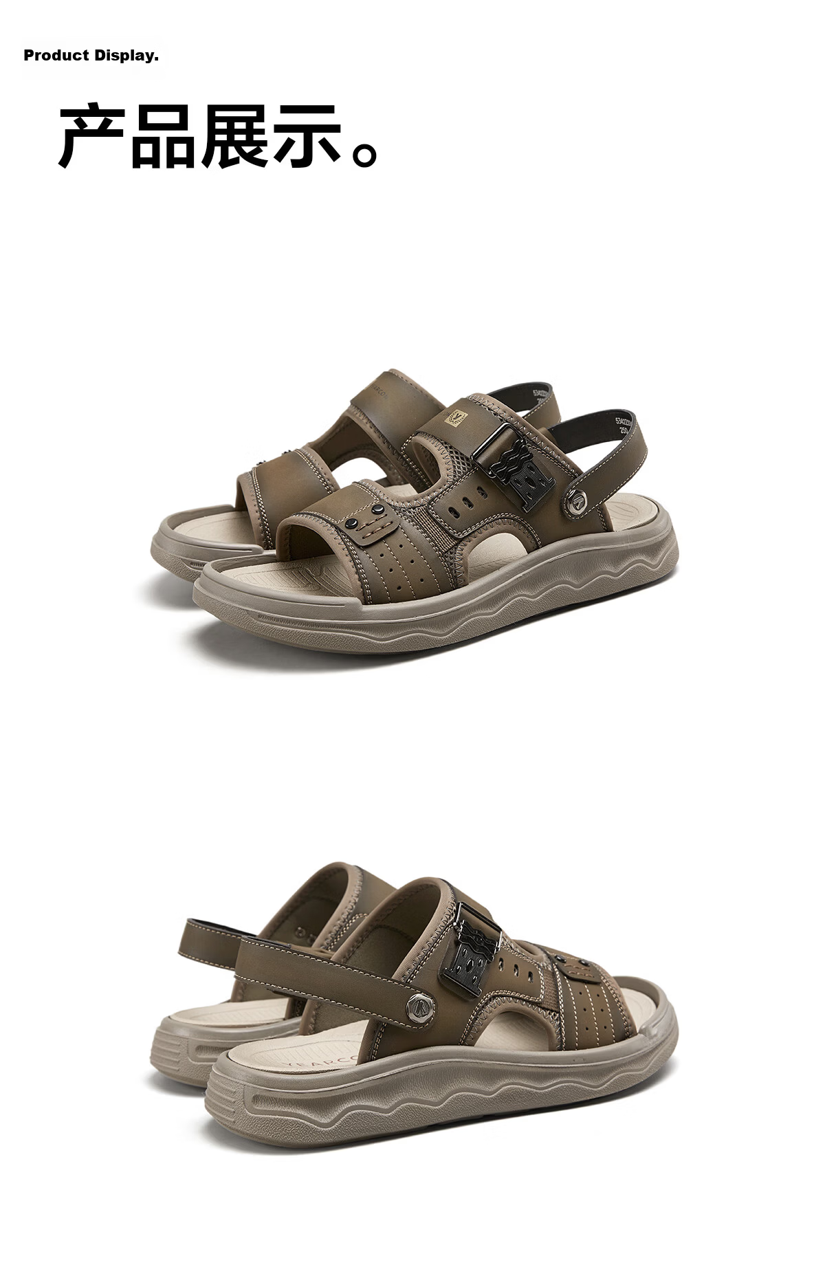 Eierkang Men's Outdoor Casual Dual-Purpose Beach Sandals Lightweight Water-Resistant Sandals 96678W Gray Size 40 17