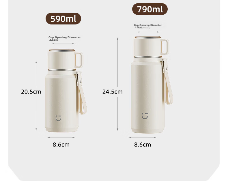 MINISO Insulated Water Bottle for Women Students High-Value 316L Stainless Steel Tea Infuser Portable Large Capacity Water Cup Cloud Mist White 590mL 19