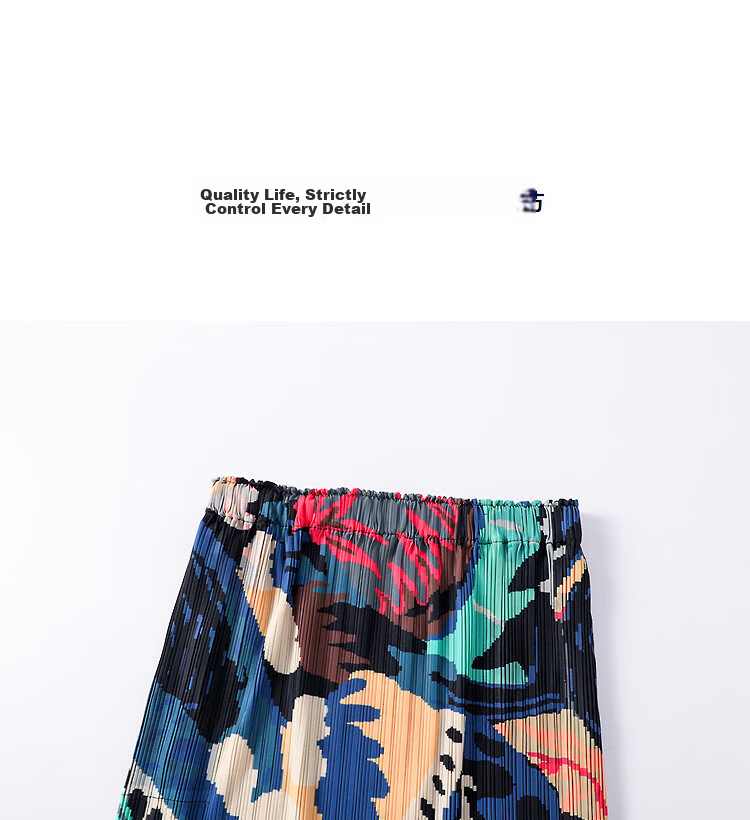 Demana Arc Light Silhouette Spring Autumn Intellectual Style Elastic Waist Pleated Skirt Irregular Print Split Women's Midi Skirt 18