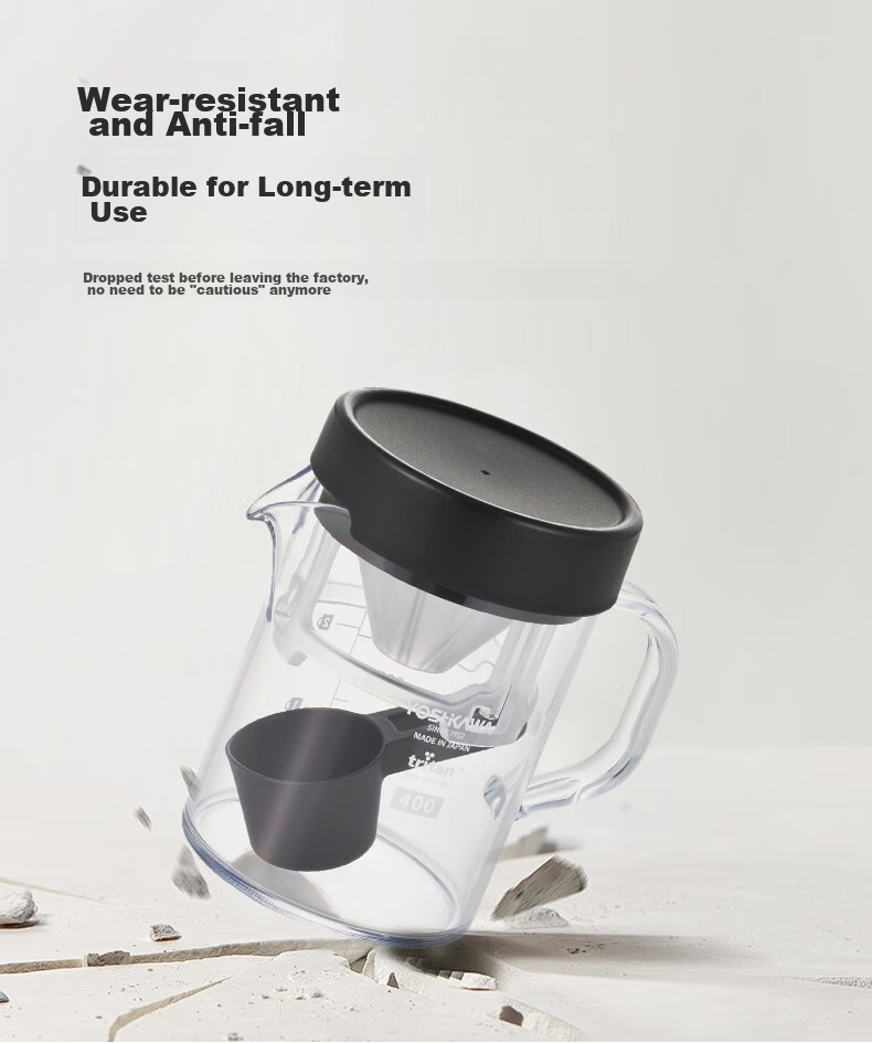 YOSHIKAWA Outdoor Japanese Imported White Pour-Over Coffee Sharing Cup Set 400ml with Lid, Exclusive Filter Cup, Spoo 7