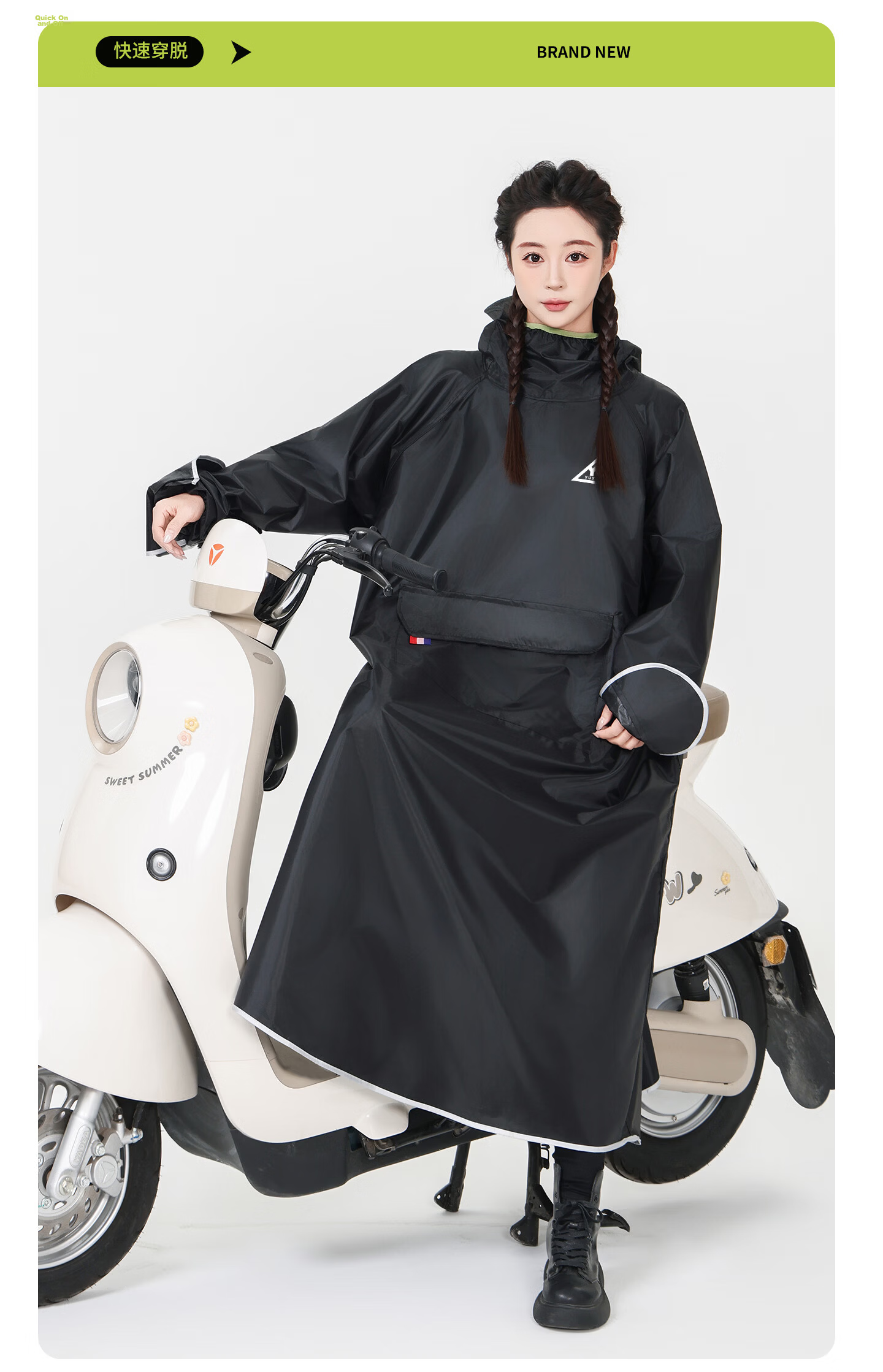 Spapani Long Full-Body Raincoat for Electric Vehicles, Adult Unisex Anti-Raincoat for Motorbike and Scooter Riders 17