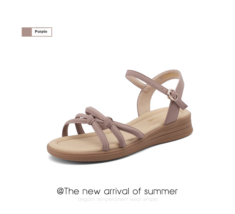 MULINSEN Women's New Commuter Elegant Roman Sandals Breathable Lightweight Summer Sandals Beige Size 39 30