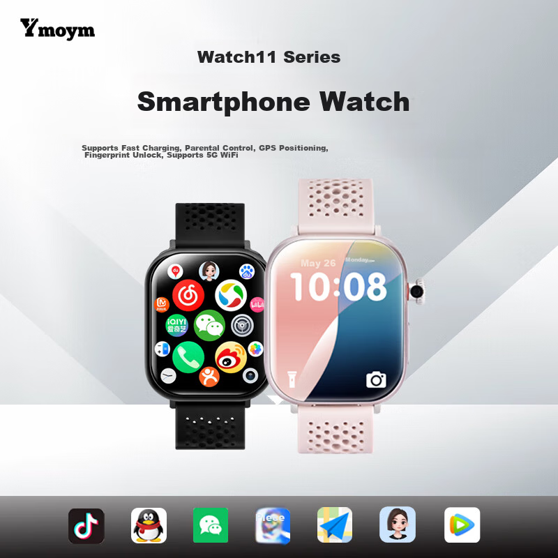 YMOYM Smart Phone Watch S11 with SIM Card Slot, GPS, Video, AI, for High School, Middle School, Elementary Students, Adults, Unisex