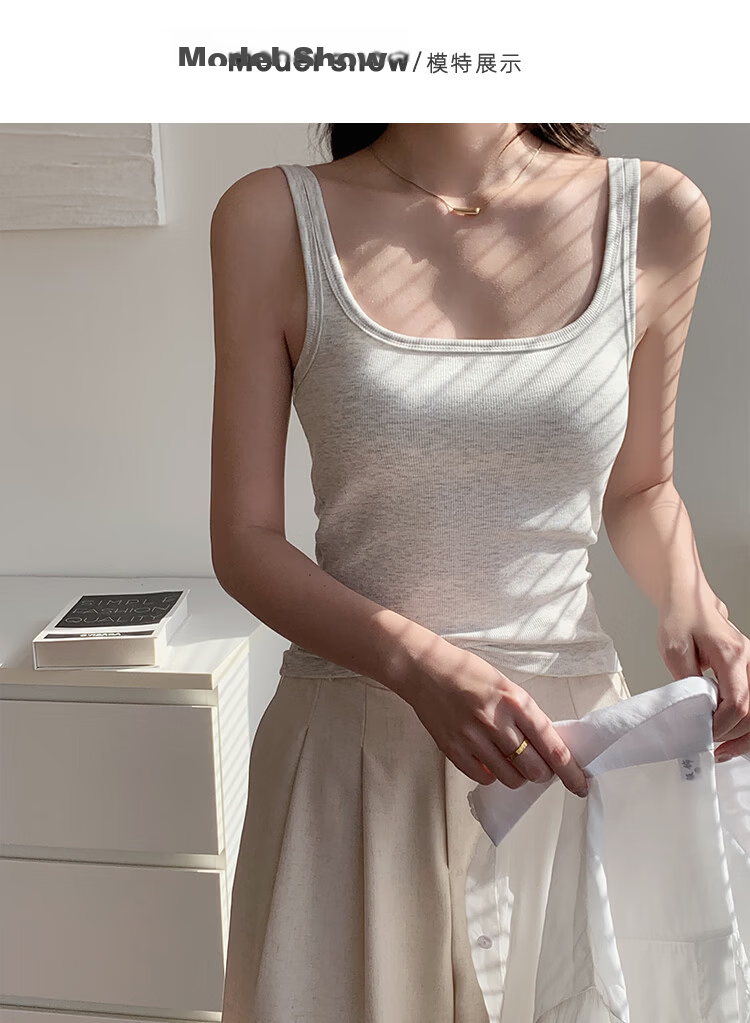 NOMe Women's Back-Exposing Small Camisole Vest New Integrated Bra with Chest Pad White L 10