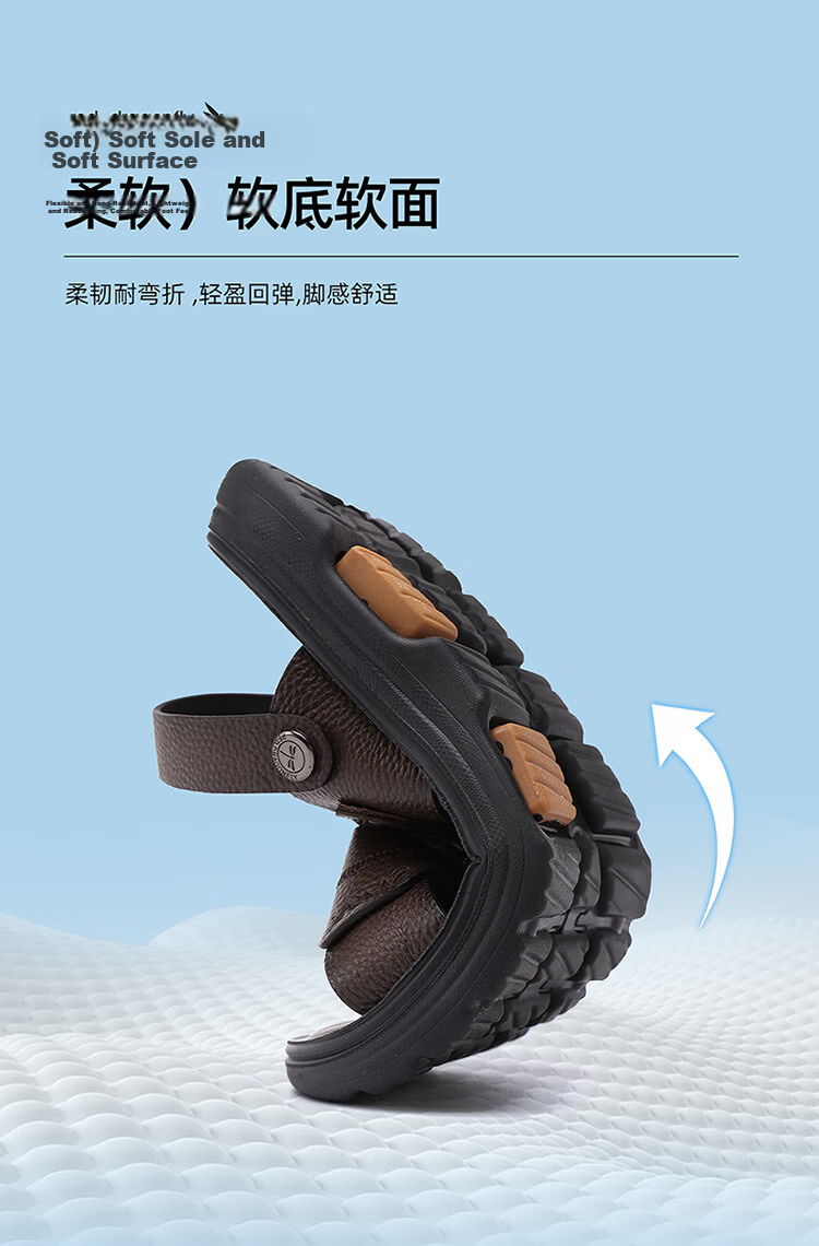 Red Dragonfly Men's Leather Thick Sole Sandals Dual Wear Soft Sole Non-Slip Driving Commuting Beach Shoes WTT261181 Black Size 41 5
