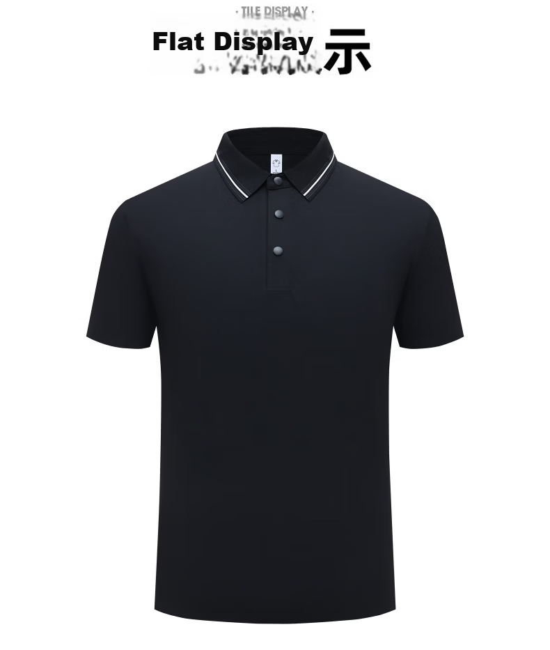 ROMON Men's Polo Shirt Short Sleeve T-Shirt Summer Ice Silk Thin Breathable Business Cool Top Piano Black 3XL 16