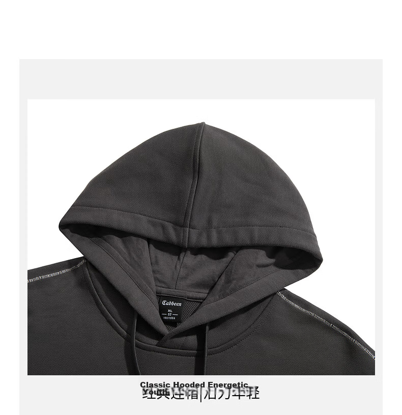 CABBEEN 410G Recycled Polyester Men's Sweatshirt with Plant English Letter Print Comfortable Winter Long Sleeve Sweatshirt 8