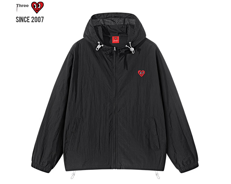 Charles Heart Embroidery Hooded Sun Protection Jacket Lightweight Breathable Outdoor Sunproof Coat Pink XL 5
