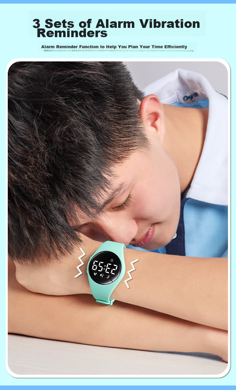 Koshi Silent Vibration Alarm Clock Student Watch Swimming Waterproof Junior High School Boys Kids Electronic Exam Watch 5