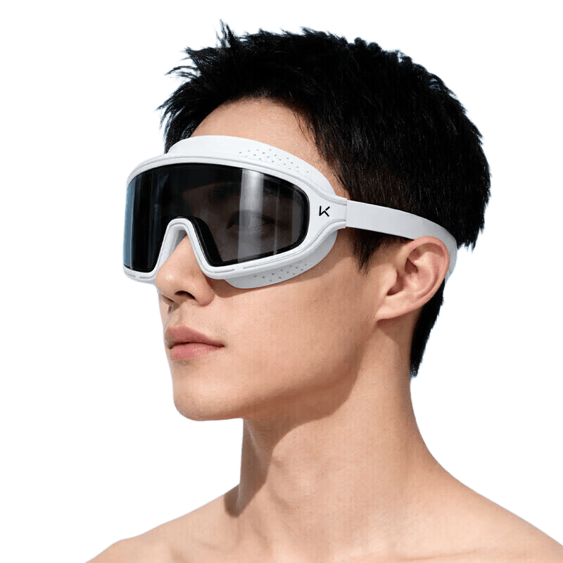 Keep Large Frame Waterproof Anti-Fog High-Definition Swimming Goggles for Nearsightedness Correction, Professional Training Equipment for Men And Women, Ink White, -5.00 Diopters