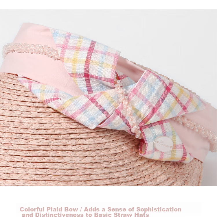 CACUSS Large Brim Open-Top Women's Summer Outdoor Fashion Straw Sun Hat Soft Pink 12
