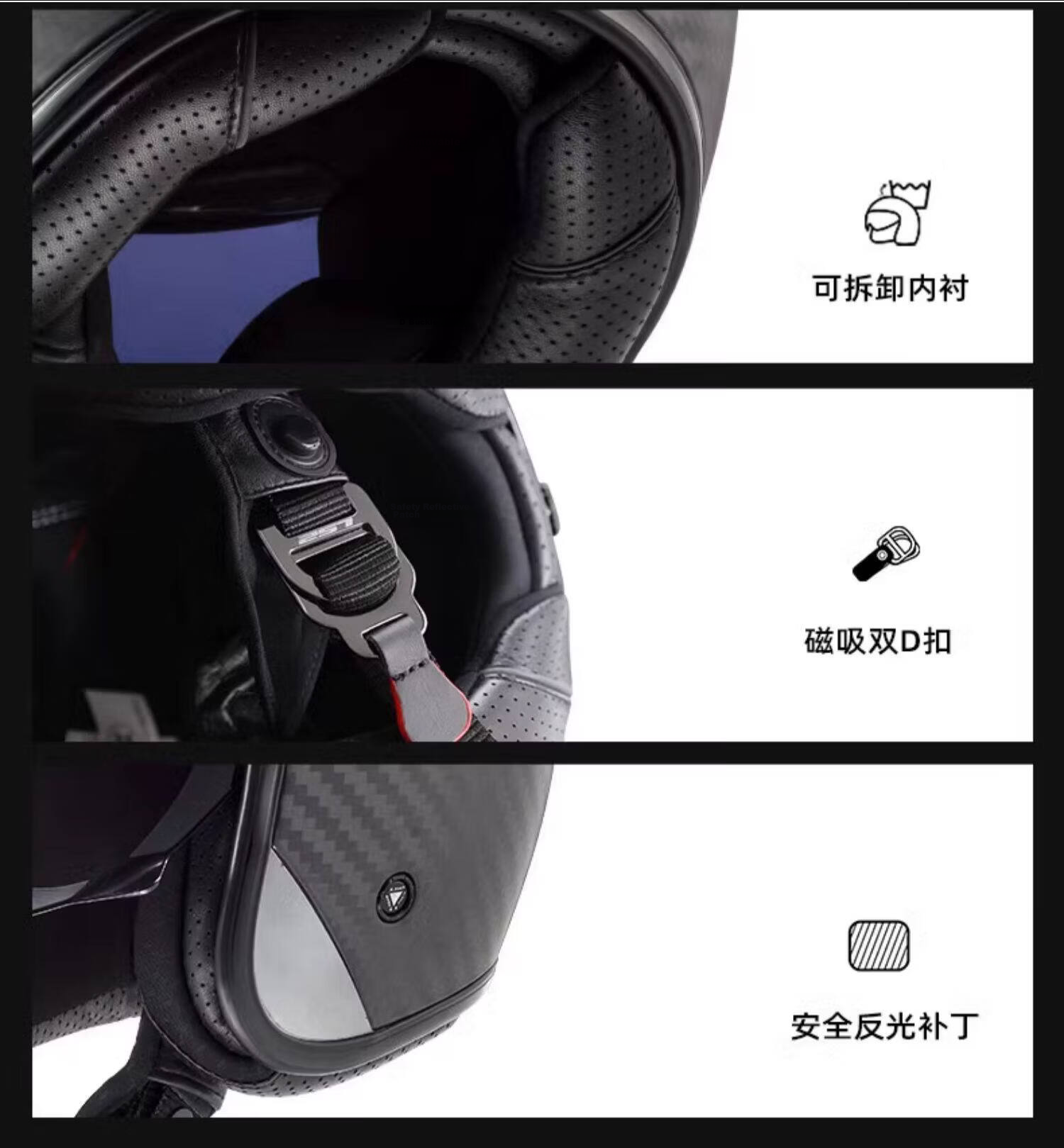 LS2 Motorcycle Retro Carbon Fiber 3/4 Helmet OF601 Matte Black XL 13