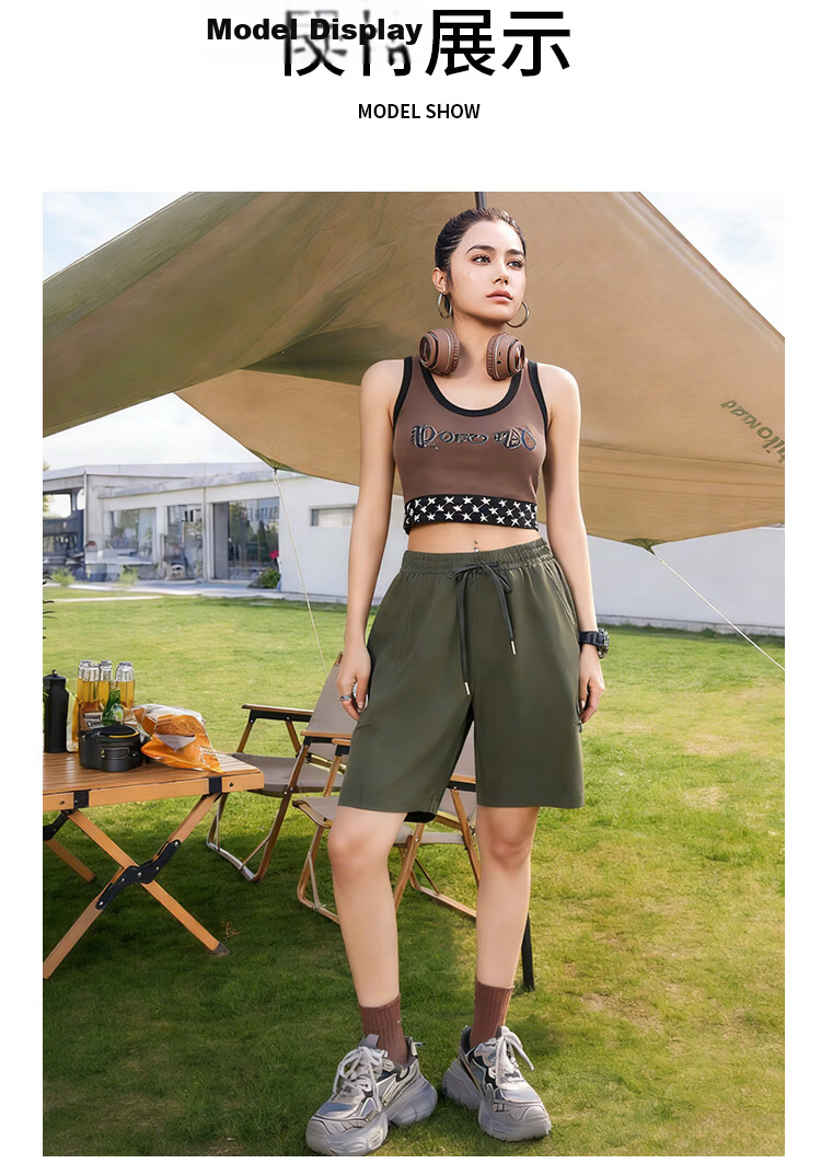 Free Style Workwear Shorts for Women Cool and Stylish 2026 Summer New Outdoor Quick-Dry Ice Silk Five-Point Pants Petite Sports Mid-Length Shorts 18