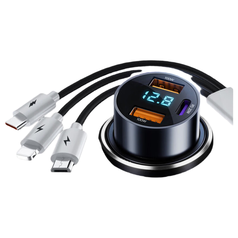 WITGOER 220W Super Fast Car Charger Cigarette Lighter Adapter High Power Multi-Function Quick Charge Dual Port for Apple 17, Android, Huawei, Xiaomi