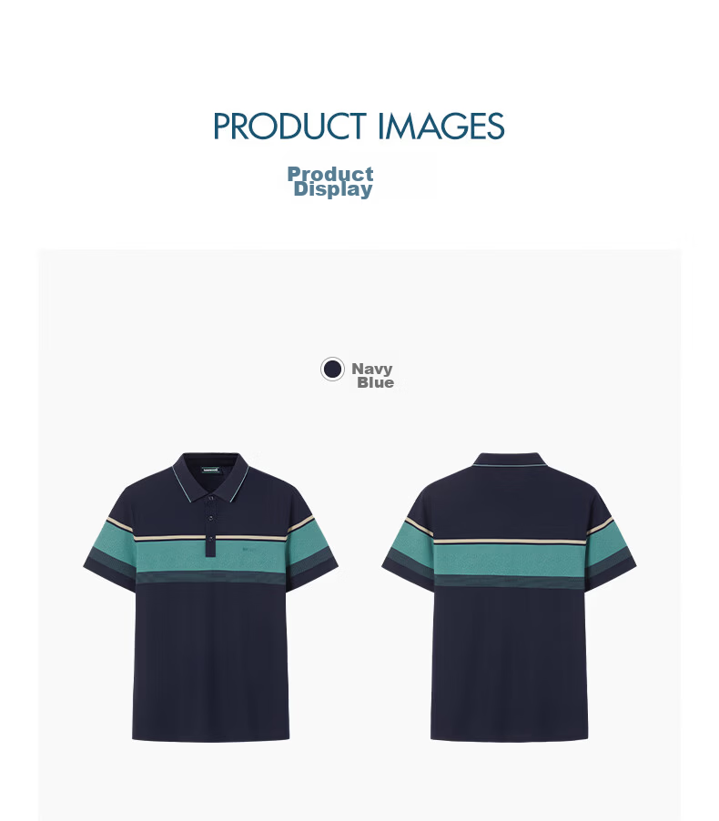 TEXWOOD Apple Standard Fit Men's Polo Shirt Summer Thin Mulberry Silk Short Sleeve Navy Blue 2XL 7
