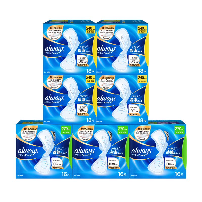 Hushubao Liquid Sanitary Napkins Daily Use Combination, 120 Pieces Menstrual Pads, Comfortable Protection Stockpile Pack, Sold by JD Official Flagship Store