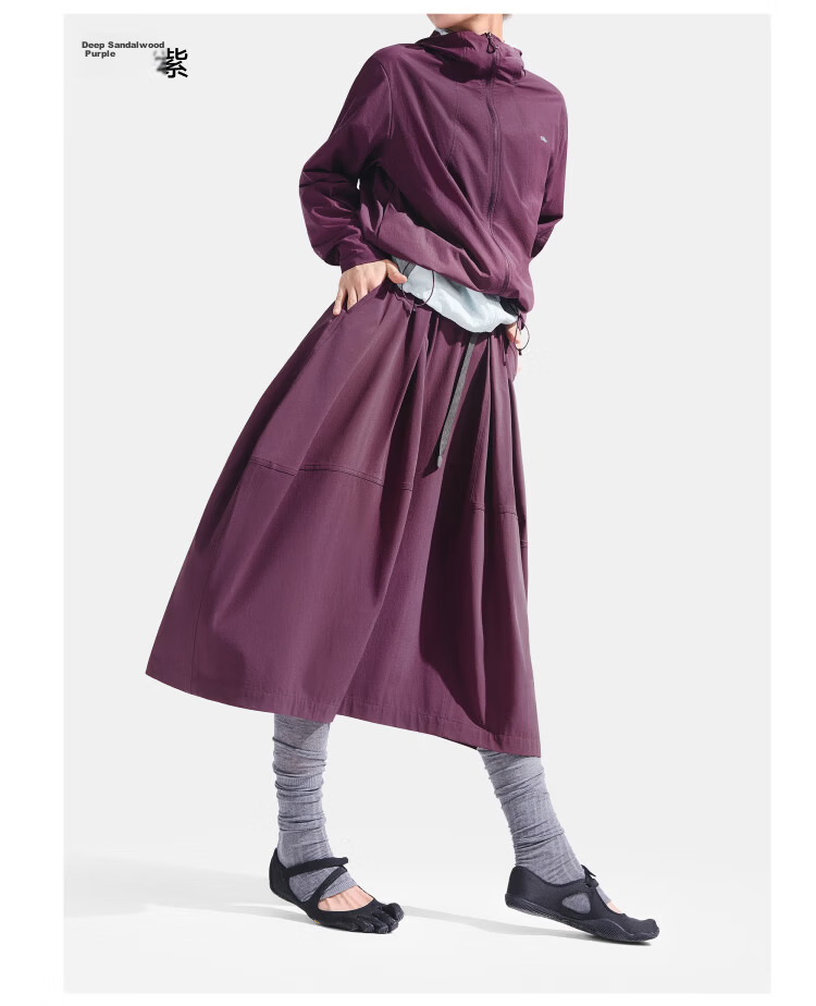 Beneunder Women's Mid-Length Pleated Skirt Water-Repellent Sun-Protective Outdoor Skirt Spring Summer WR005 43