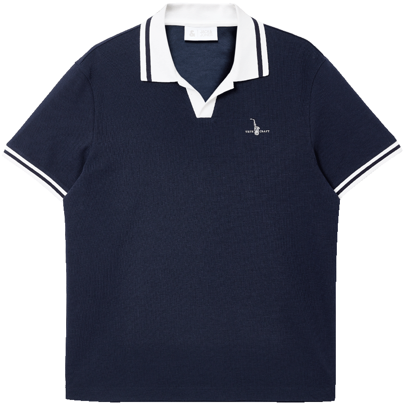 JACK&JONES Men's Spring Cooling Polo Shirt Seagull Collar Comfortable Waffle Texture Short Sleeve 226106014