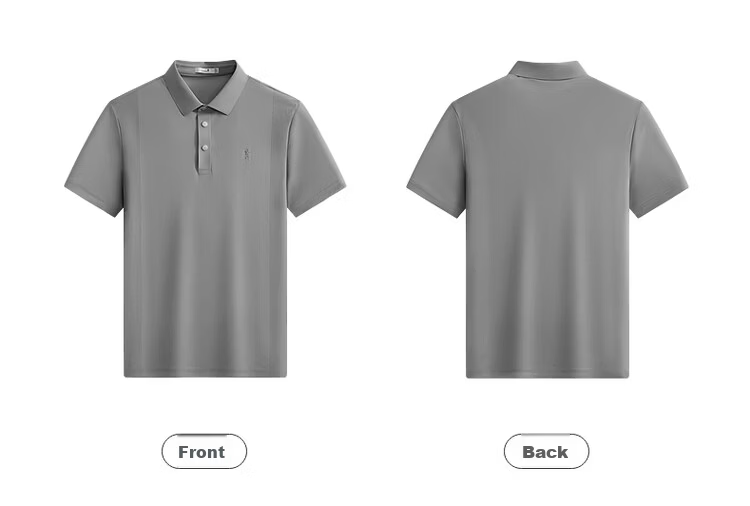 Dance with Wolves [Cool to the Touch] Lightweight High Elasticity Turn-down Collar Summer Small Check Ice Silk Short Sleeve Polo Shirt Men 008 Green Gray L 8