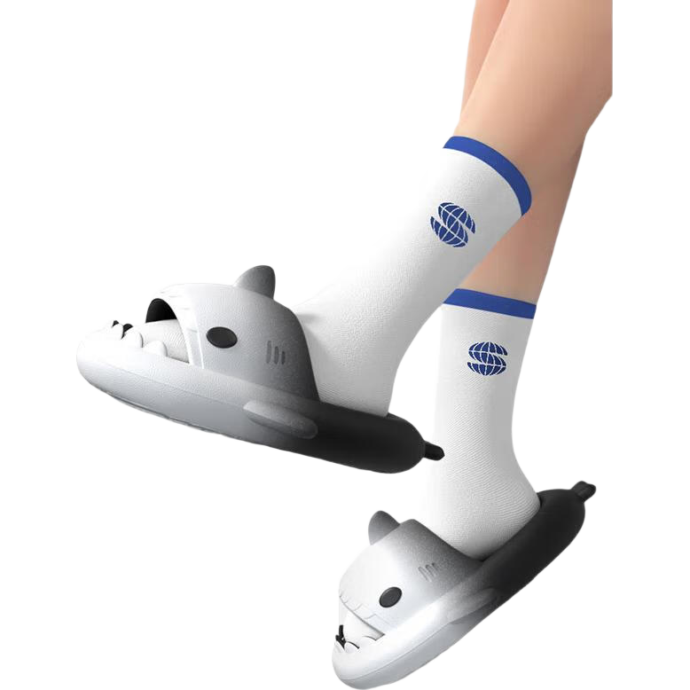Chikoku Gradient Shark Slippers for Men, Summer Outdoor Wear, Thick Soft Sole, Home Use, Non-Slip, Couple Fashion Sandals for Wome