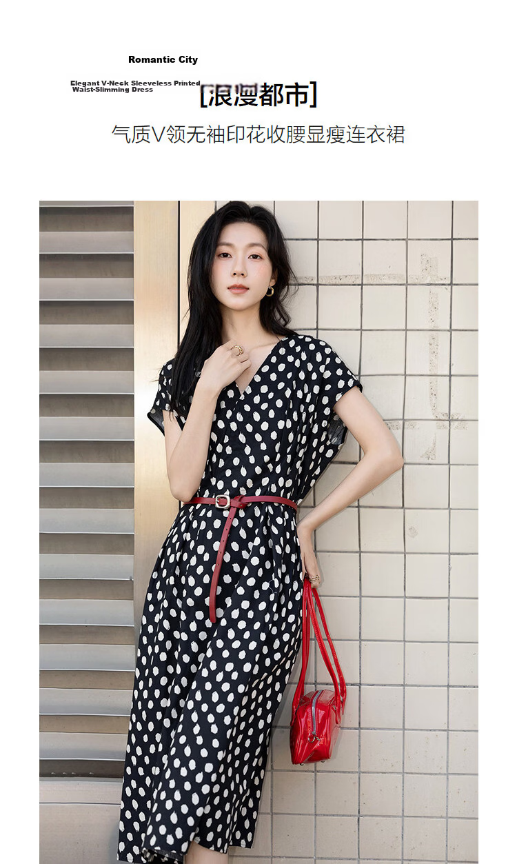 Demana Fresh Cotton Summer Urban Romantic V-Neck Printed Waist-Slimming Dress for Women Premium Quality 4