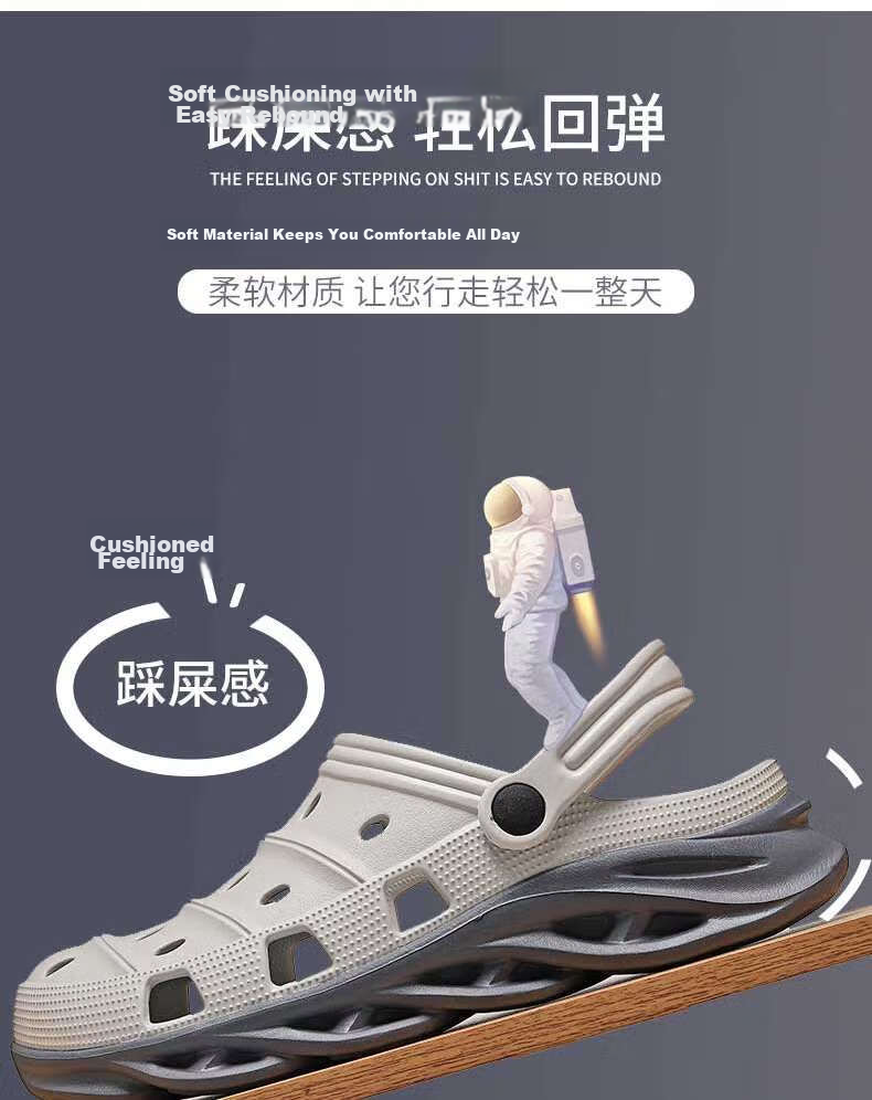 JEEP Men's Fashion Korean Style Hollow Breathable Simple Non-Slip Beach Shoes Soft Sole Sandals P210MTX058 Gray Size 42 5